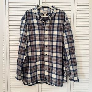 L.L. Bean Men's Plaid Shirt - Blue and White